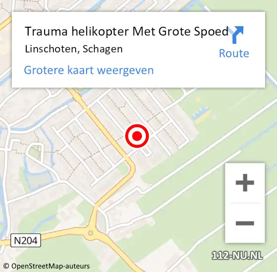 Locatie op kaart van de 112 melding: Trauma helikopter Met Grote Spoed Naar Linschoten, Schagen op 13 juli 2022 10:38