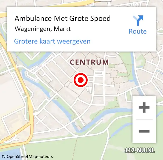 Locatie op kaart van de 112 melding: Ambulance Met Grote Spoed Naar Wageningen, Markt op 13 juli 2022 10:46