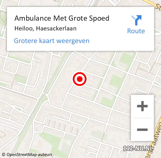 Locatie op kaart van de 112 melding: Ambulance Met Grote Spoed Naar Heiloo, Haesackerlaan op 13 juli 2022 10:49