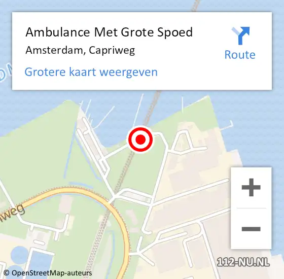 Locatie op kaart van de 112 melding: Ambulance Met Grote Spoed Naar Amsterdam, Capriweg op 13 juli 2022 10:55
