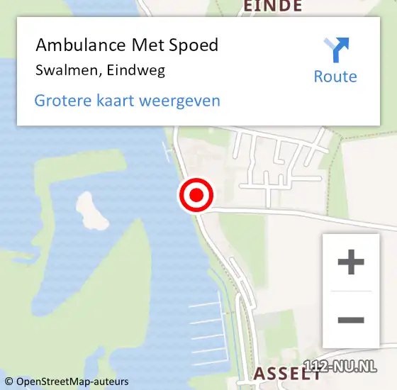 Locatie op kaart van de 112 melding: Ambulance Met Spoed Naar Swalmen, Eindweg op 13 juli 2022 10:56