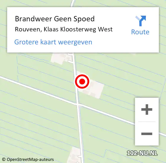 Locatie op kaart van de 112 melding: Brandweer Geen Spoed Naar Rouveen, Klaas Kloosterweg West op 13 juli 2022 11:04