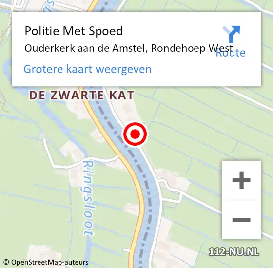 Locatie op kaart van de 112 melding: Politie Met Spoed Naar Ouderkerk aan de Amstel, Rondehoep West op 13 juli 2022 11:10