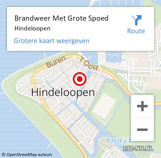 Locatie op kaart van de 112 melding: Brandweer Met Grote Spoed Naar Hindeloopen op 13 juli 2022 11:36