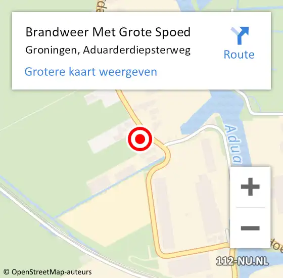 Locatie op kaart van de 112 melding: Brandweer Met Grote Spoed Naar Groningen, Aduarderdiepsterweg op 13 juli 2022 11:43