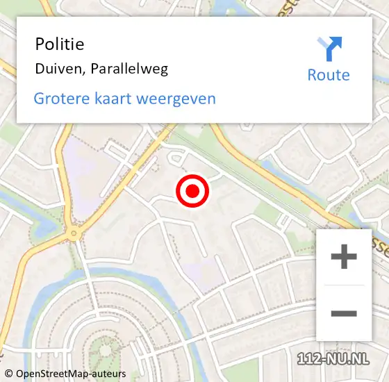 Locatie op kaart van de 112 melding: Politie Duiven, Parallelweg op 13 juli 2022 12:02