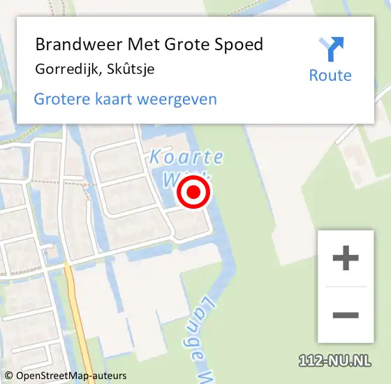 Locatie op kaart van de 112 melding: Brandweer Met Grote Spoed Naar Gorredijk, Skûtsje op 13 juli 2022 12:04