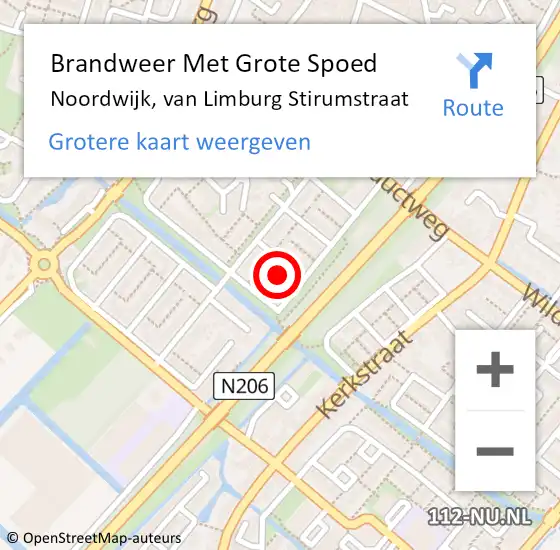 Locatie op kaart van de 112 melding: Brandweer Met Grote Spoed Naar Noordwijk, van Limburg Stirumstraat op 13 juli 2022 12:30