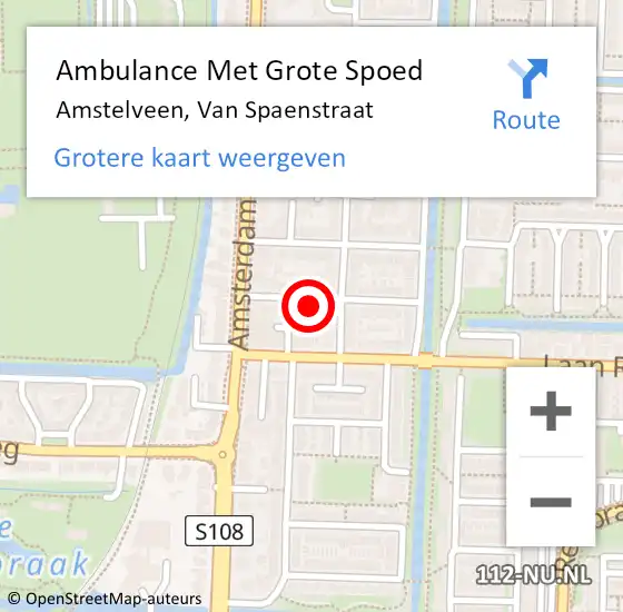 Locatie op kaart van de 112 melding: Ambulance Met Grote Spoed Naar Amstelveen, Van Spaenstraat op 13 juli 2022 12:31