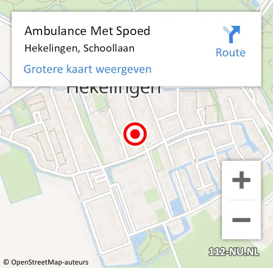 Locatie op kaart van de 112 melding: Ambulance Met Spoed Naar Hekelingen, Schoollaan op 13 juli 2022 12:32