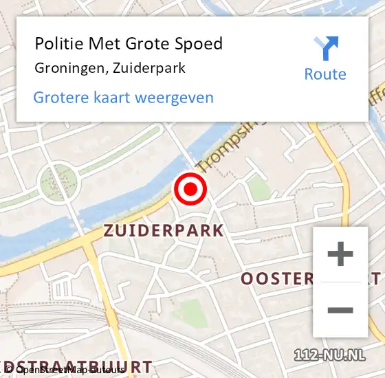 Locatie op kaart van de 112 melding: Politie Met Grote Spoed Naar Groningen, Zuiderpark op 13 juli 2022 12:52