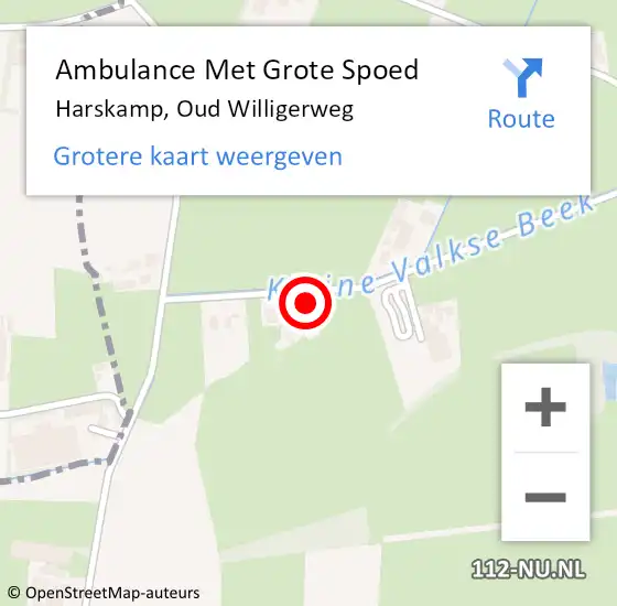 Locatie op kaart van de 112 melding: Ambulance Met Grote Spoed Naar Harskamp, Oud Willigerweg op 13 juli 2022 13:23