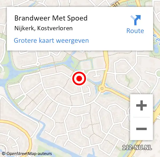 Locatie op kaart van de 112 melding: Brandweer Met Spoed Naar Nijkerk, Kostverloren op 13 juli 2022 13:24