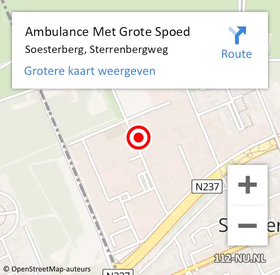 Locatie op kaart van de 112 melding: Ambulance Met Grote Spoed Naar Soesterberg, Sterrenbergweg op 23 juli 2014 06:39