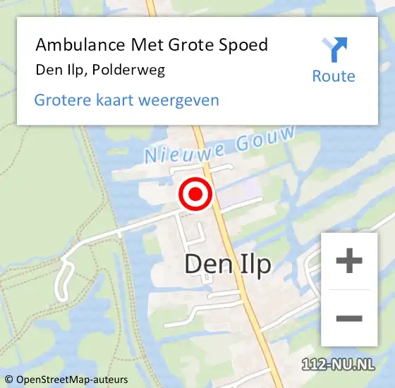 Locatie op kaart van de 112 melding: Ambulance Met Grote Spoed Naar Den Ilp, Polderweg op 13 juli 2022 13:57