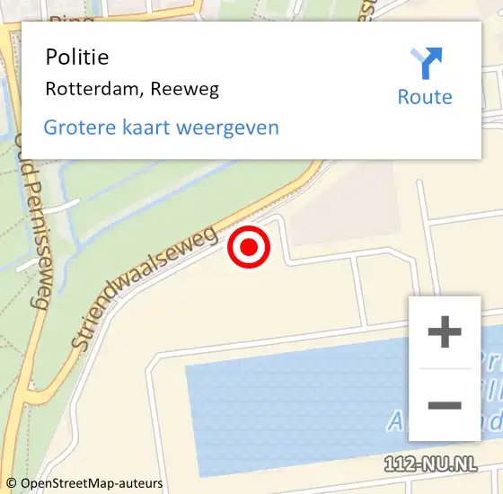 Locatie op kaart van de 112 melding: Politie Rotterdam, Reeweg op 13 juli 2022 14:27