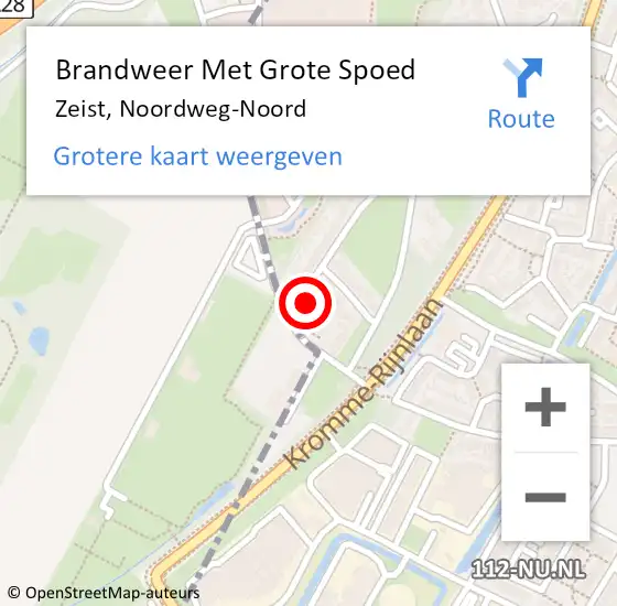 Locatie op kaart van de 112 melding: Brandweer Met Grote Spoed Naar Zeist, Noordweg-Noord op 13 juli 2022 14:34