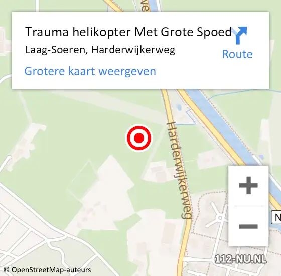 Locatie op kaart van de 112 melding: Trauma helikopter Met Grote Spoed Naar Laag-Soeren, Harderwijkerweg op 13 juli 2022 14:49
