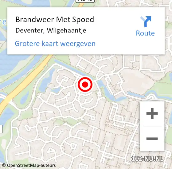 Locatie op kaart van de 112 melding: Brandweer Met Spoed Naar Deventer, Wilgehaantje op 13 juli 2022 14:51