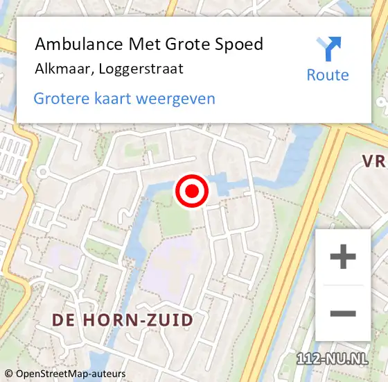 Locatie op kaart van de 112 melding: Ambulance Met Grote Spoed Naar Alkmaar, Loggerstraat op 13 juli 2022 14:59