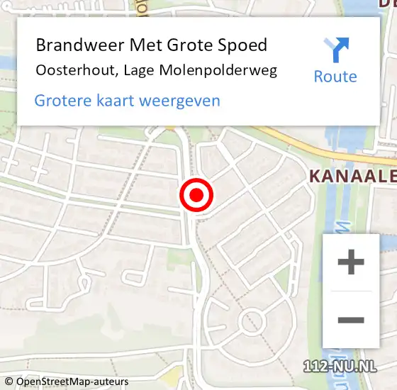 Locatie op kaart van de 112 melding: Brandweer Met Grote Spoed Naar Oosterhout, Lage Molenpolderweg op 13 juli 2022 15:04