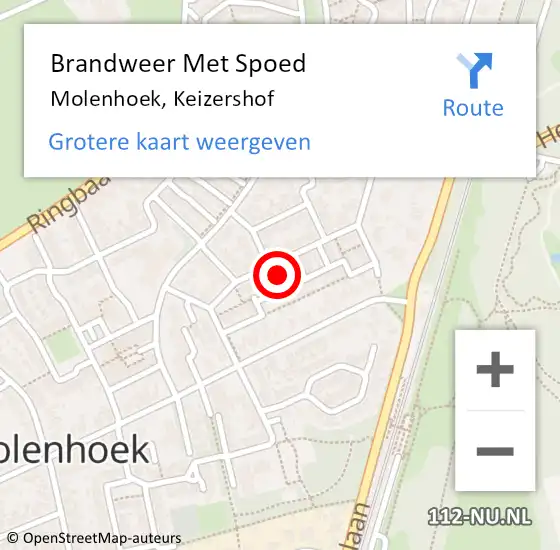 Locatie op kaart van de 112 melding: Brandweer Met Spoed Naar Molenhoek, Keizershof op 13 juli 2022 15:06