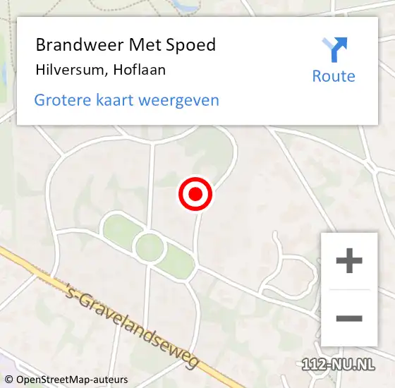 Locatie op kaart van de 112 melding: Brandweer Met Spoed Naar Hilversum, Hoflaan op 13 juli 2022 15:21
