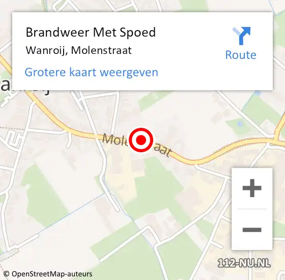 Locatie op kaart van de 112 melding: Brandweer Met Spoed Naar Wanroij, Molenstraat op 13 juli 2022 15:21