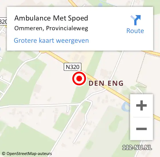 Locatie op kaart van de 112 melding: Ambulance Met Spoed Naar Ommeren, Provincialeweg op 13 juli 2022 15:37