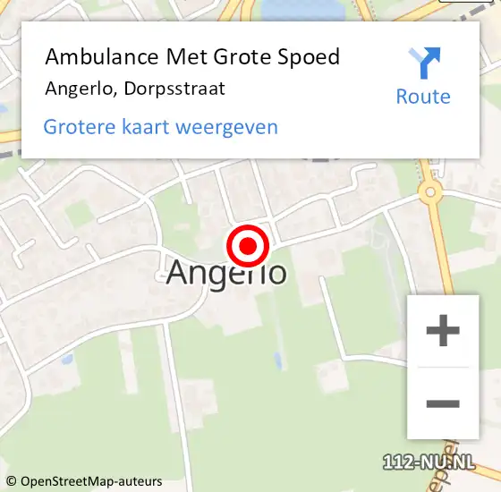 Locatie op kaart van de 112 melding: Ambulance Met Grote Spoed Naar Angerlo, Dorpsstraat op 13 juli 2022 15:48