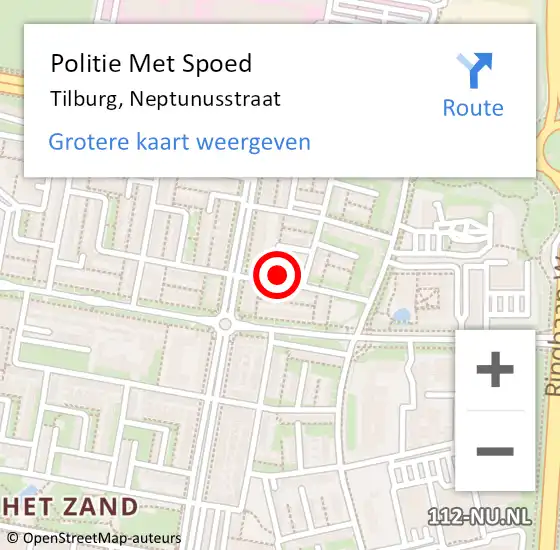 Locatie op kaart van de 112 melding: Politie Met Spoed Naar Tilburg, Neptunusstraat op 13 juli 2022 16:05