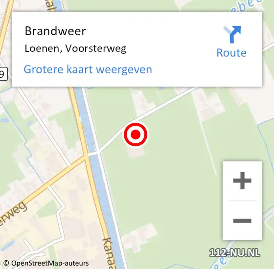 Locatie op kaart van de 112 melding: Brandweer Loenen, Voorsterweg op 13 juli 2022 16:11