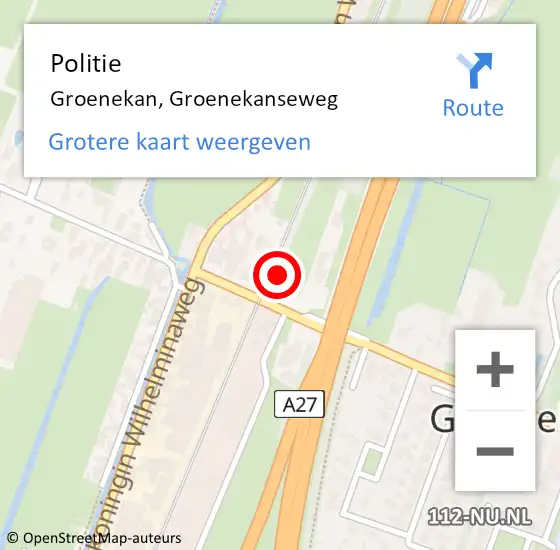Locatie op kaart van de 112 melding: Politie Groenekan, Groenekanseweg op 13 juli 2022 16:12