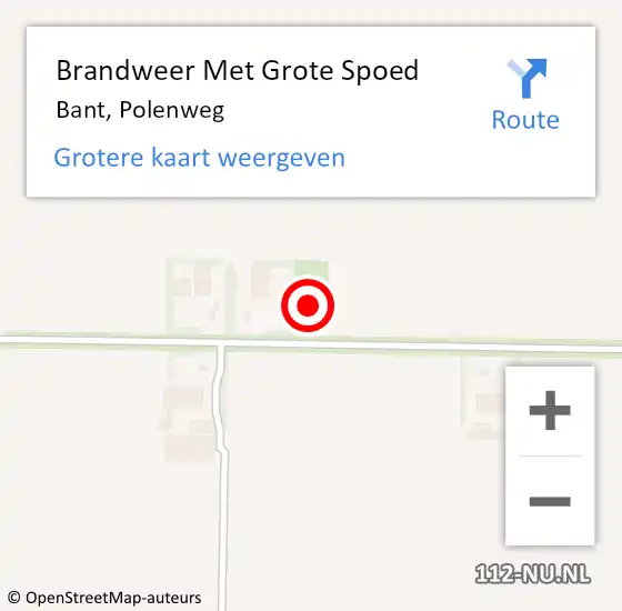 Locatie op kaart van de 112 melding: Brandweer Met Grote Spoed Naar Bant, Polenweg op 13 juli 2022 16:32