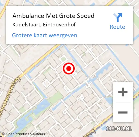 Locatie op kaart van de 112 melding: Ambulance Met Grote Spoed Naar Kudelstaart, Einthovenhof op 13 juli 2022 16:37