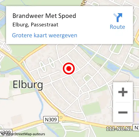 Locatie op kaart van de 112 melding: Brandweer Met Spoed Naar Elburg, Passestraat op 13 juli 2022 16:46