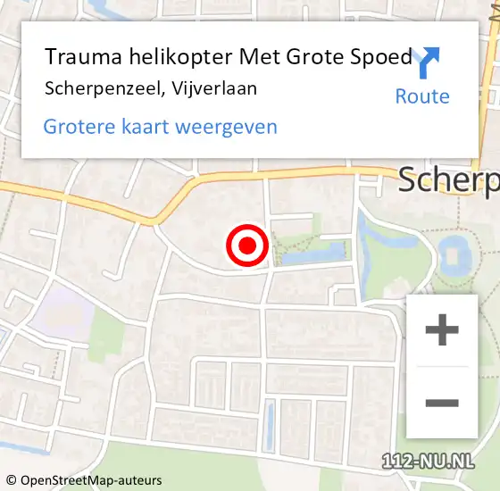 Locatie op kaart van de 112 melding: Trauma helikopter Met Grote Spoed Naar Scherpenzeel, Vijverlaan op 13 juli 2022 16:48