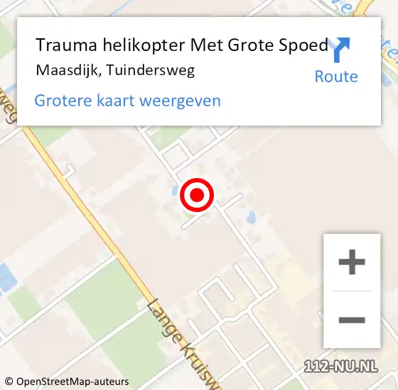 Locatie op kaart van de 112 melding: Trauma helikopter Met Grote Spoed Naar Maasdijk, Tuindersweg op 13 juli 2022 16:53