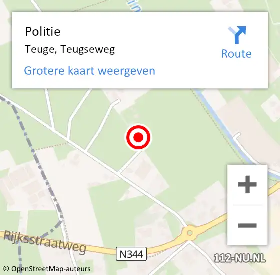 Locatie op kaart van de 112 melding: Politie Teuge, Teugseweg op 13 juli 2022 16:58