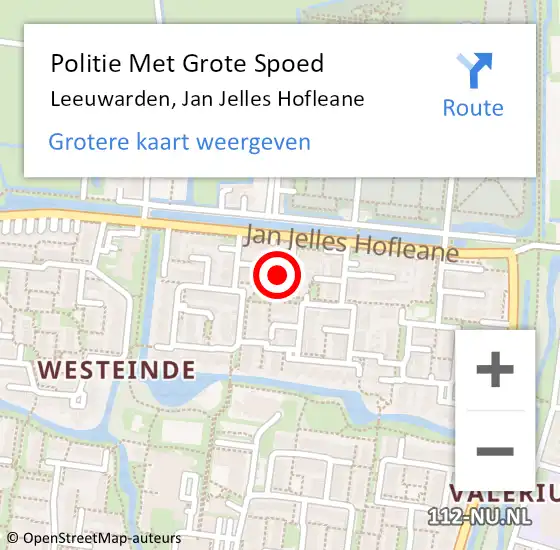 Locatie op kaart van de 112 melding: Politie Met Grote Spoed Naar Leeuwarden, Jan Jelles Hofleane op 13 juli 2022 17:26