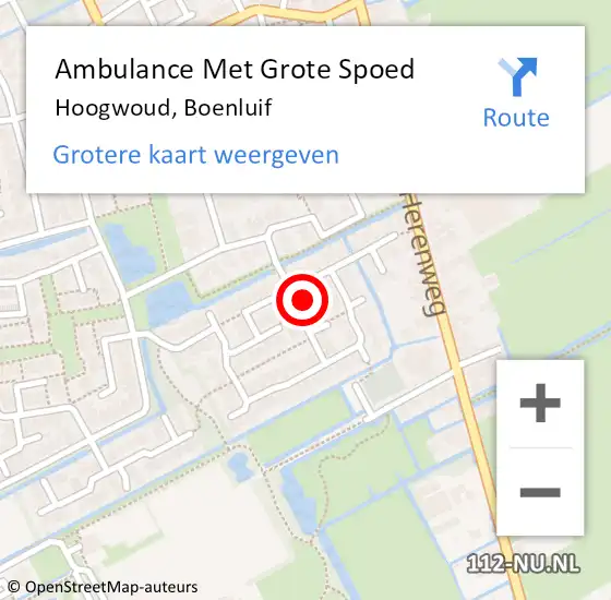 Locatie op kaart van de 112 melding: Ambulance Met Grote Spoed Naar Hoogwoud, Boenluif op 13 juli 2022 17:28