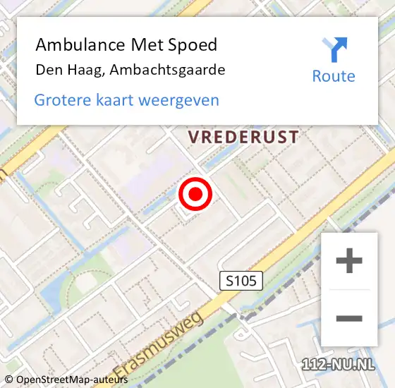 Locatie op kaart van de 112 melding: Ambulance Met Spoed Naar Den Haag, Ambachtsgaarde op 13 juli 2022 17:30