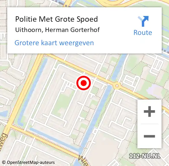 Locatie op kaart van de 112 melding: Politie Met Grote Spoed Naar Uithoorn, Herman Gorterhof op 13 juli 2022 17:41