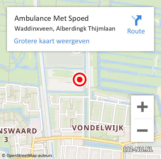 Locatie op kaart van de 112 melding: Ambulance Met Spoed Naar Waddinxveen, Alberdingk Thijmlaan op 13 juli 2022 17:54