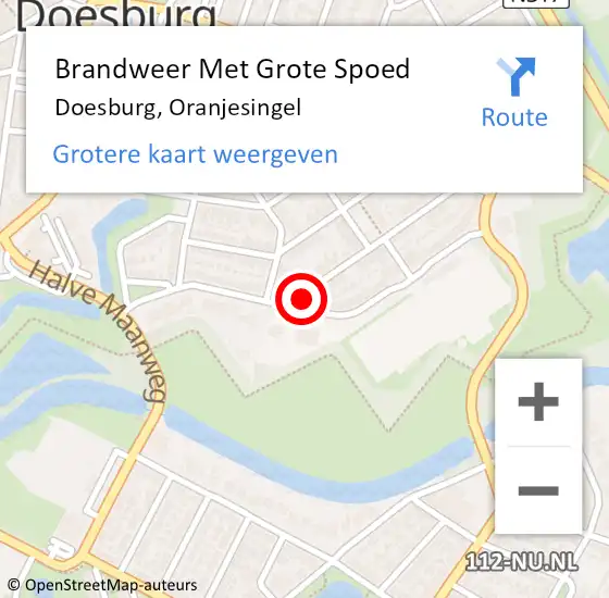 Locatie op kaart van de 112 melding: Brandweer Met Grote Spoed Naar Doesburg, Oranjesingel op 13 juli 2022 17:55