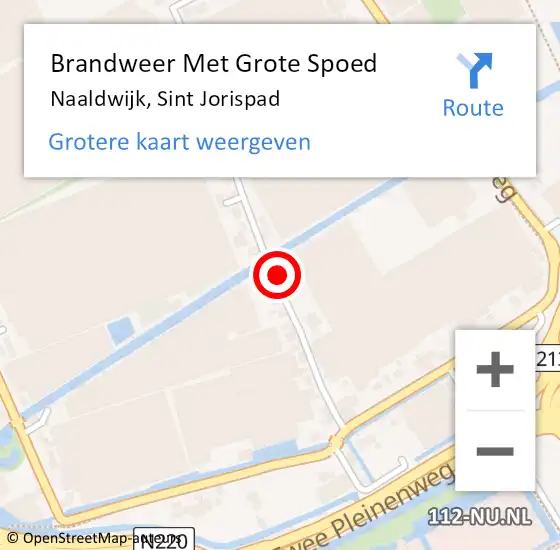 Locatie op kaart van de 112 melding: Brandweer Met Grote Spoed Naar Naaldwijk, Sint Jorispad op 13 juli 2022 18:42