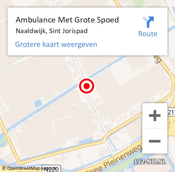 Locatie op kaart van de 112 melding: Ambulance Met Grote Spoed Naar Naaldwijk, Sint Jorispad op 13 juli 2022 18:44