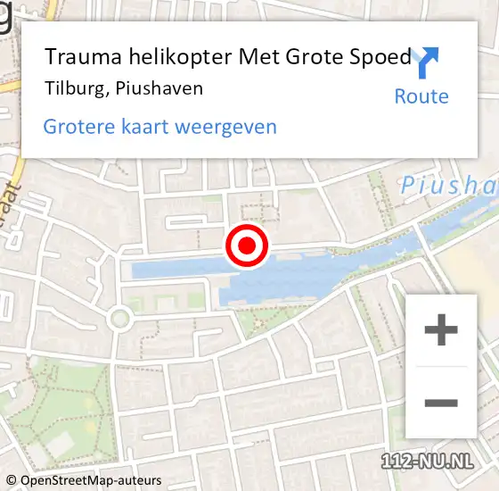 Locatie op kaart van de 112 melding: Trauma helikopter Met Grote Spoed Naar Tilburg, Piushaven op 13 juli 2022 18:54