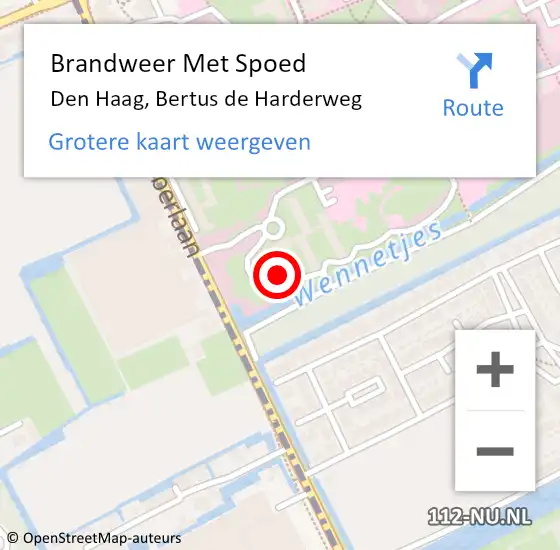 Locatie op kaart van de 112 melding: Brandweer Met Spoed Naar Den Haag, Bertus de Harderweg op 13 juli 2022 19:04