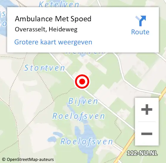 Locatie op kaart van de 112 melding: Ambulance Met Spoed Naar Overasselt, Heideweg op 13 juli 2022 19:05